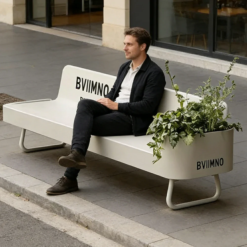 SOLARA 180/200/220cm Outdoor Planter Bench Greenery and Seating in One for Plaza Scenic Area Community Courtyard - Image 5