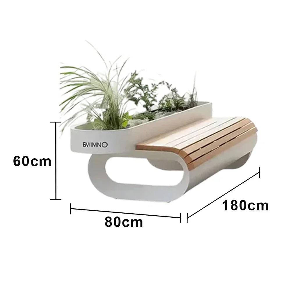 SOLARA 160/180/200cm Landscape Planter Bench Stable Metal Support with Integrated Design for Street Courtyard - Image 7