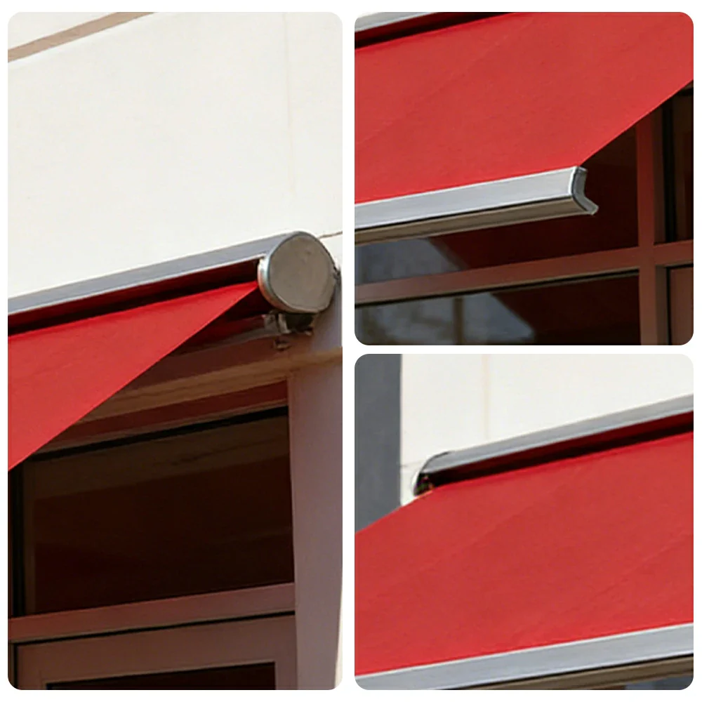 SOLARA Electric Retractable Awning Black Frame Remote Control Waterproof Aluminium 300/400/500cm Patio Balcony Outdoor Use - Red - Image 3