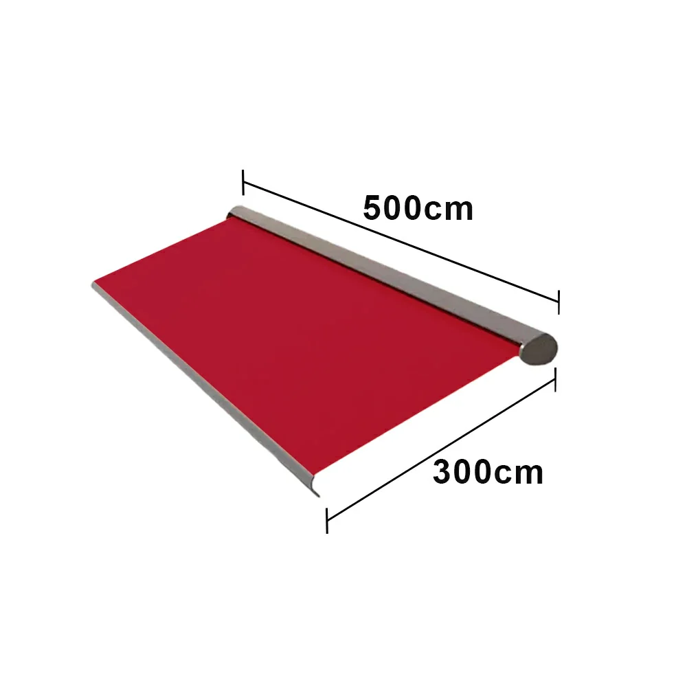 SOLARA Electric Retractable Awning Black Frame Remote Control Waterproof Aluminium 300/400/500cm Patio Balcony Outdoor Use - Red - Image 8