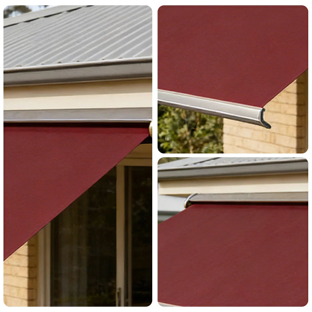 SOLARA Electric Retractable Awning Black Frame Remote Control Waterproof Aluminium 300/400/500cm Patio Balcony Outdoor Use - Wine - Image 3