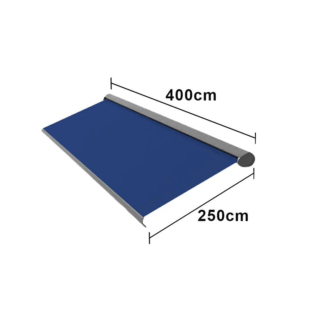 SOLARA Electric Retractable Awning Black Frame Remote Control Waterproof Aluminium 300/400/500cm Patio Balcony Outdoor Use - Dark Blue - Image 7