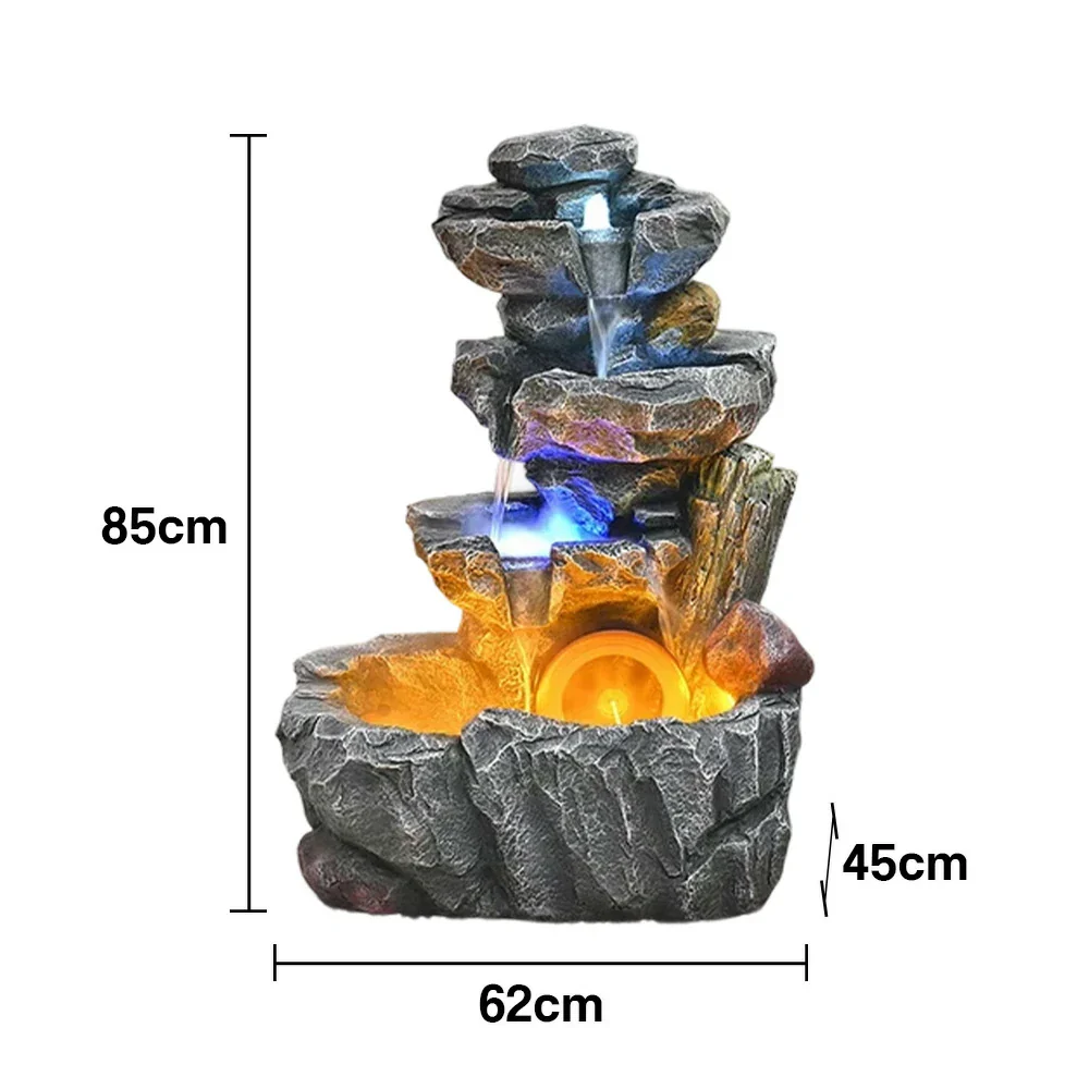 SOLARA Decorative Fountain - Resin Cascading Rock Design, UV-Resistant, Waterproof, Tranquil Water Sounds for Relaxation and Decor - Image 5