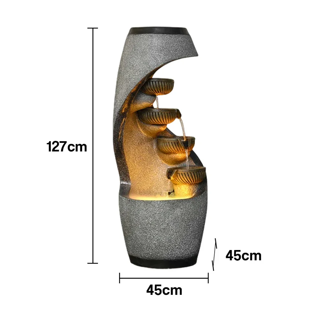 SOLARA Outdoor Water Feature - Resin Cascading Waterfall, UV-Proof, Waterproof, Natural Design with Warm LED Lighting - Image 5