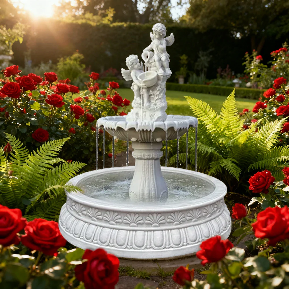 SOLARA Natural Sandstone Outdoor Fountain with 1.2m Fish Pond, Built‑In Circulation Pump, Hand‑Polished Texture, Garden Water Feature - Image 4