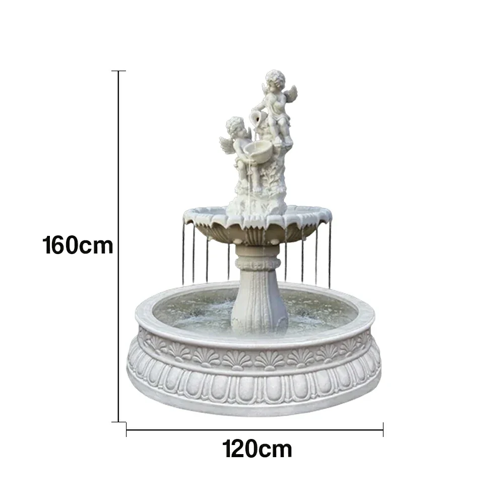 SOLARA Natural Sandstone Outdoor Fountain with 1.2m Fish Pond, Built‑In Circulation Pump, Hand‑Polished Texture, Garden Water Feature - Image 5