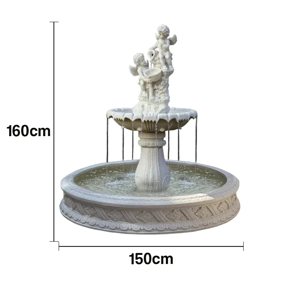 SOLARA Natural Sandstone Outdoor Fountain with 1.5m Fish Pond, Built‑In Circulation Pump, Hand‑Polished Texture, Garden Water Feature - Image 5