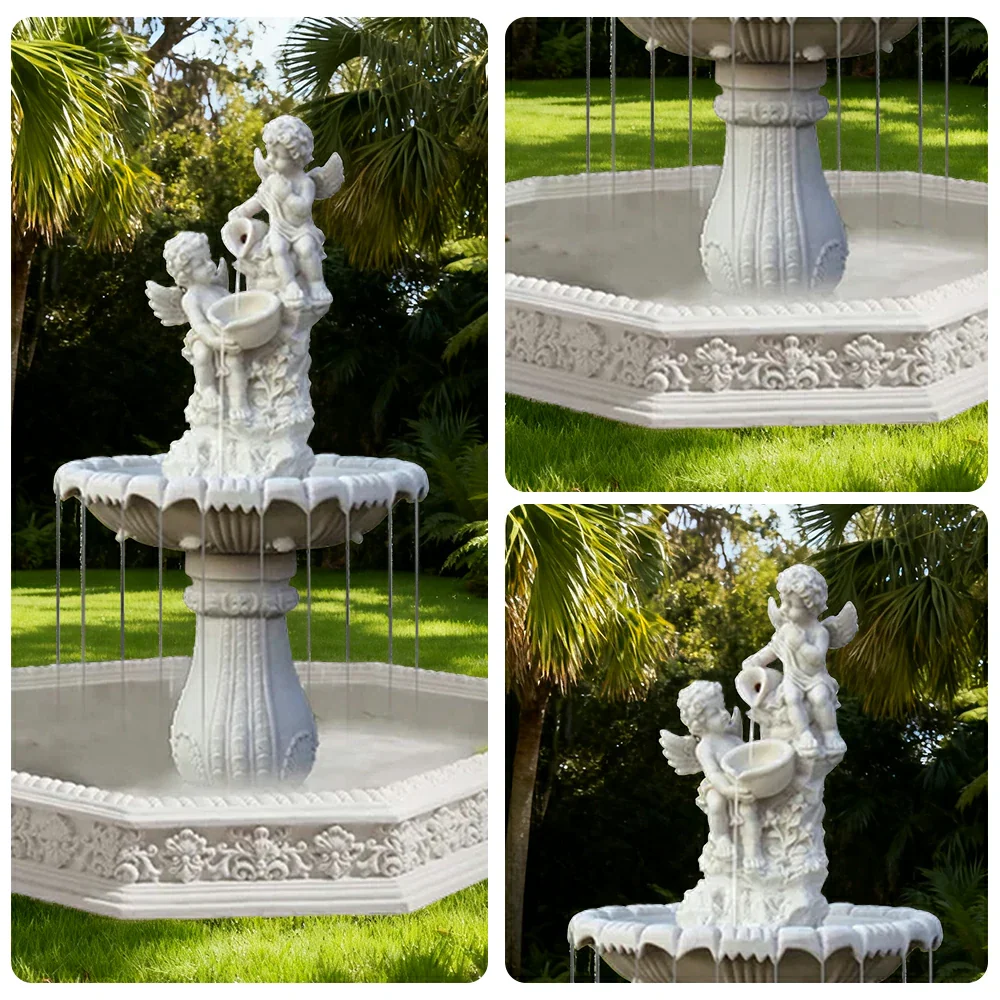 SOLARA Natural Sandstone Outdoor Fountain with 1.9m Fish Pond, Built‑In Circulation Pump, Hand‑Polished Texture, Garden Water Feature - Image 3