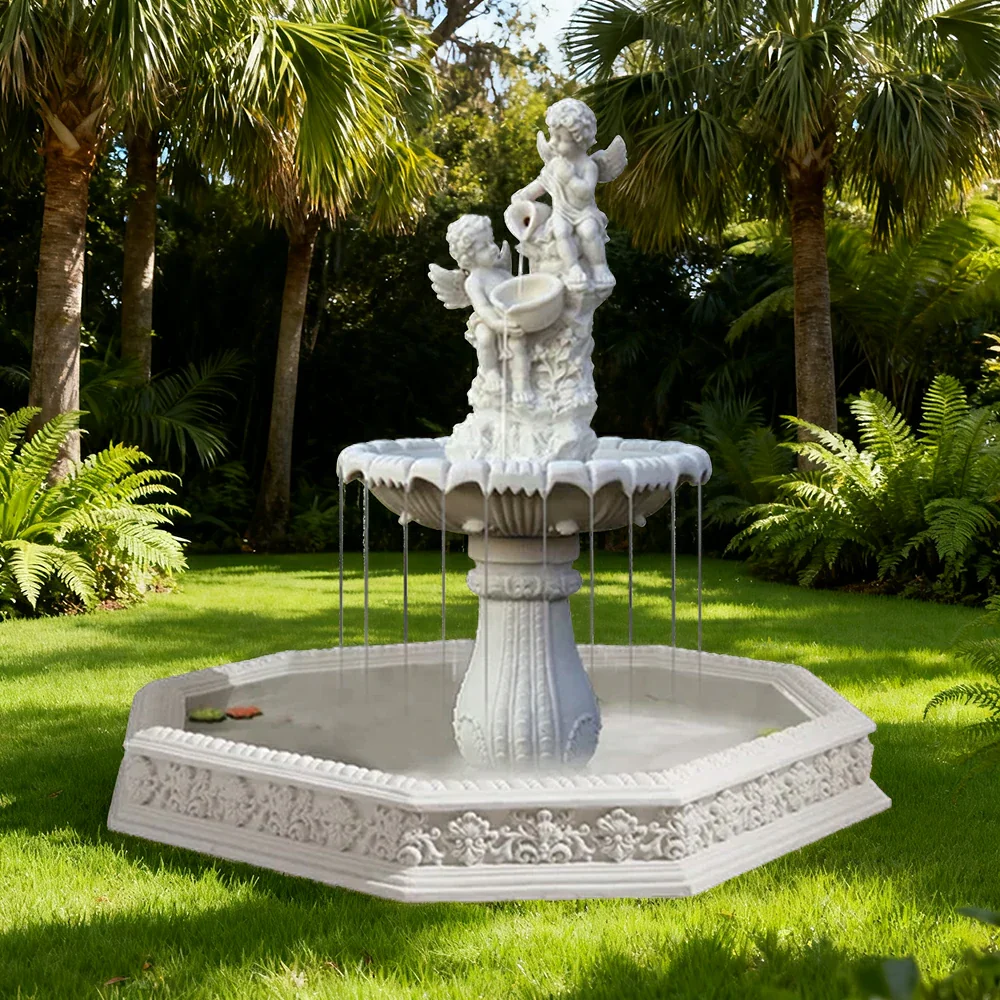 SOLARA Natural Sandstone Outdoor Fountain with 1.9m Fish Pond, Built‑In Circulation Pump, Hand‑Polished Texture, Garden Water Feature - Image 4