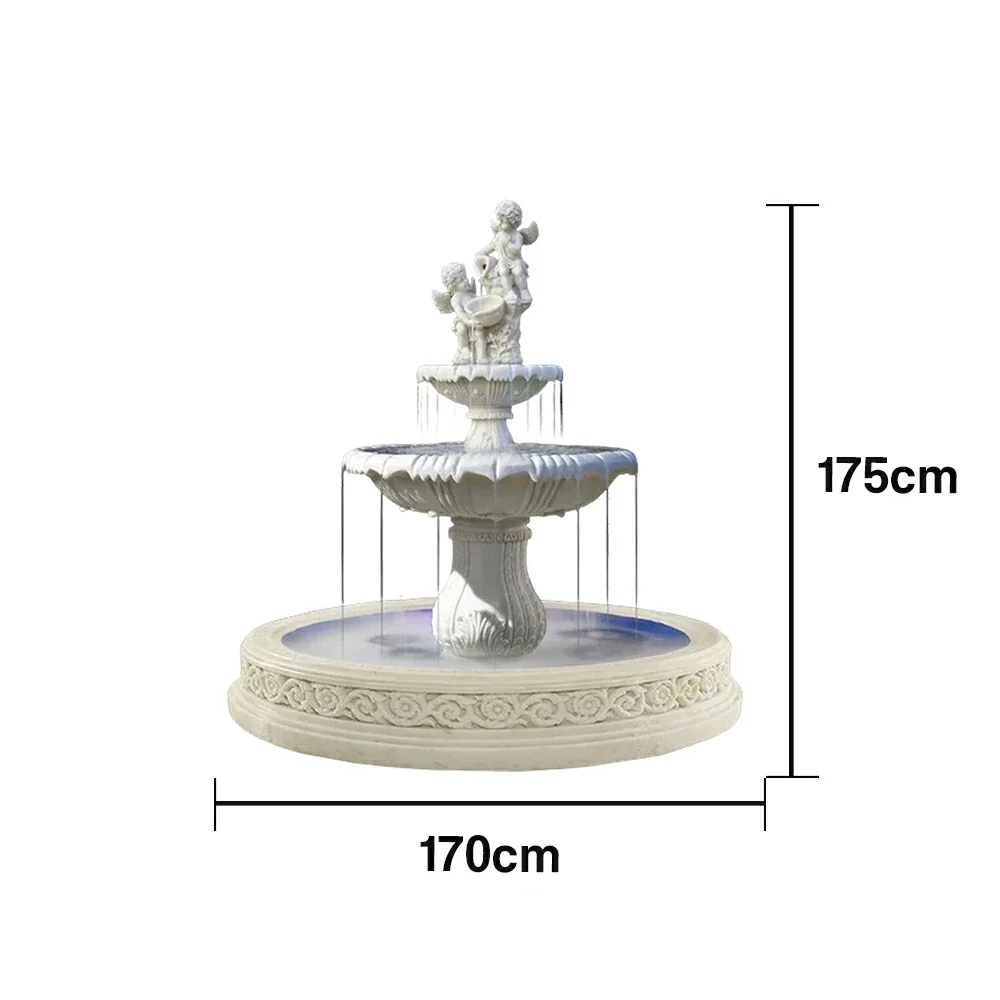 SOLARA Natural Sandstone Outdoor Fountain with 1.7m Fish Pond, Continuous Flow Pump, Natural Stone Grain, Tranquil Garden Feature - Image 5