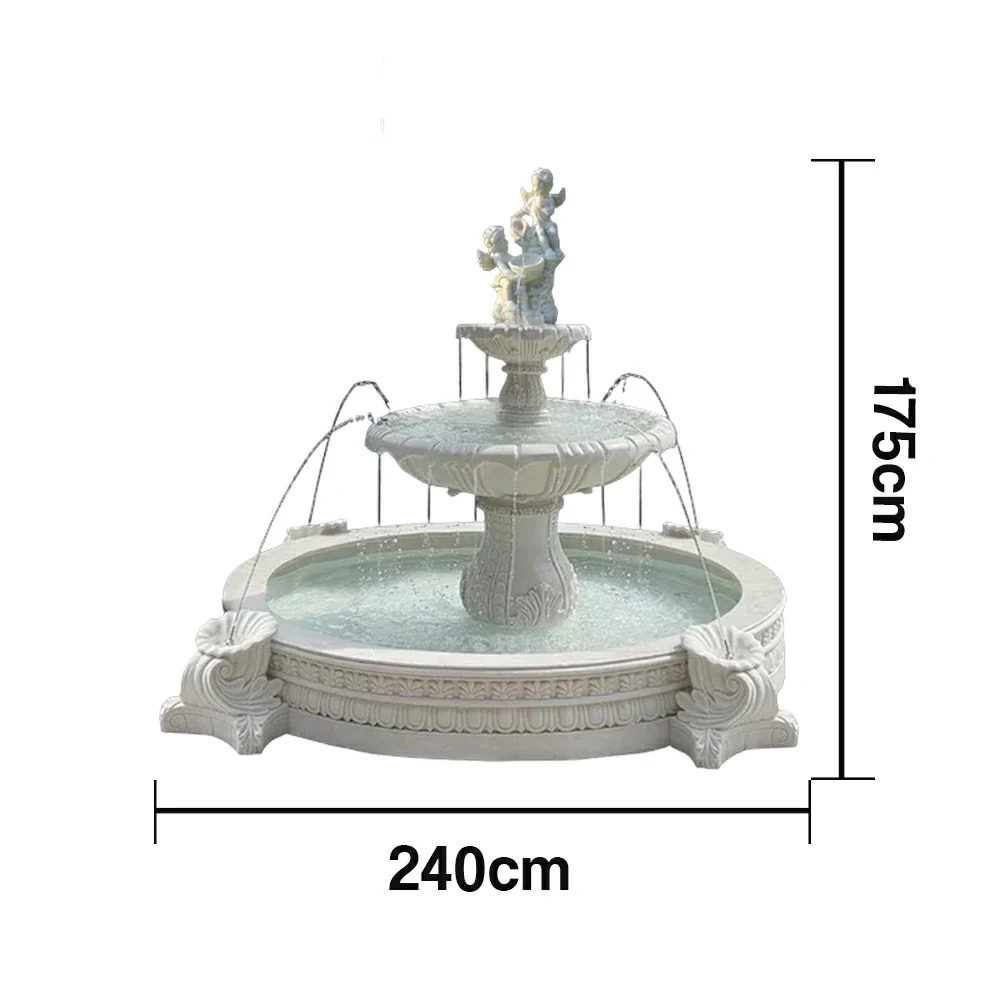 SOLARA Natural Sandstone Outdoor Fountain with 2.4m Fish Pond, Continuous Flow Pump, Natural Stone Grain, Tranquil Garden Feature - Image 5