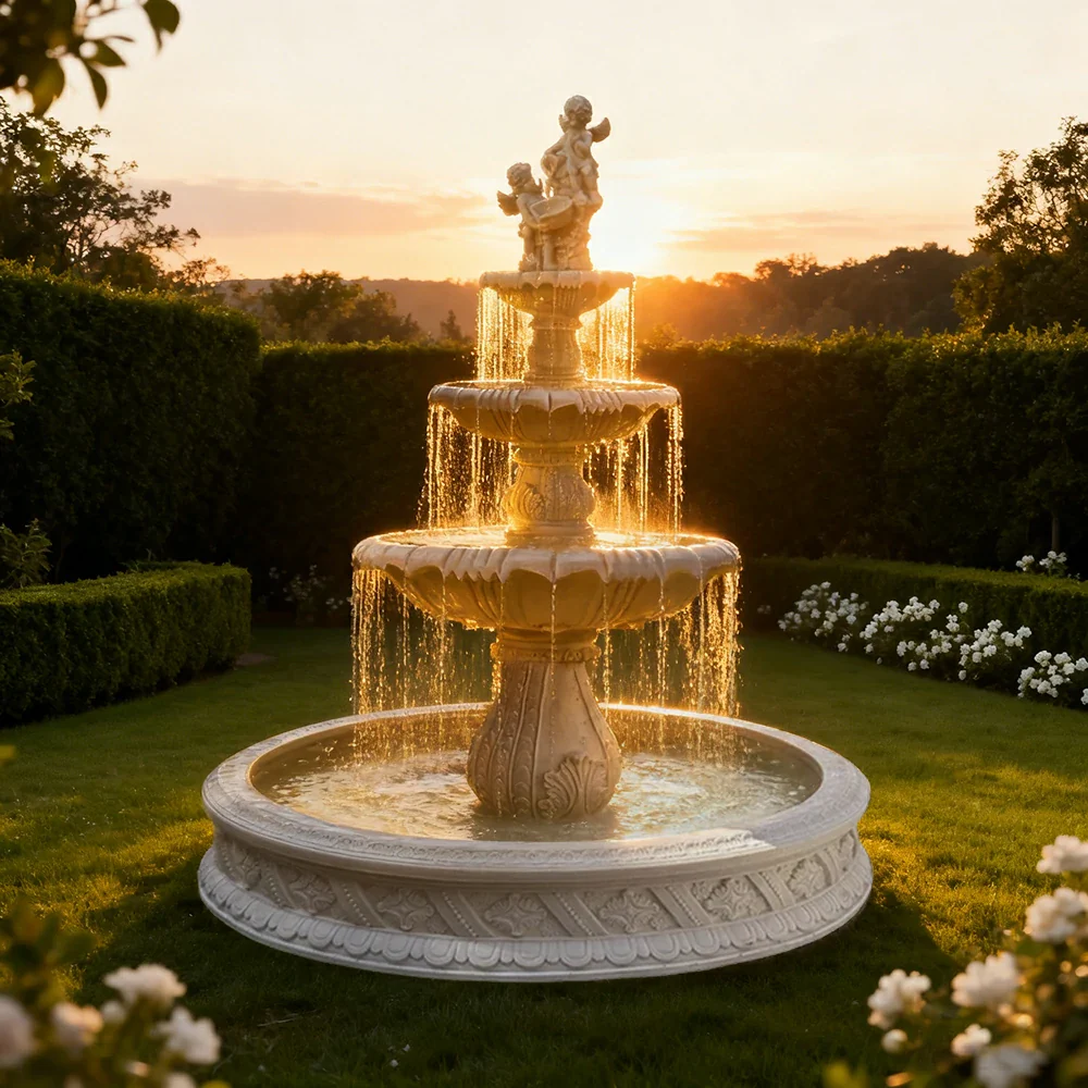 SOLARA Natural Sandstone Outdoor Fountain with 1.5m Fish Pond, Hand‑Polished Texture, Continuous Water Flow, Garden Centrepiece - Image 2