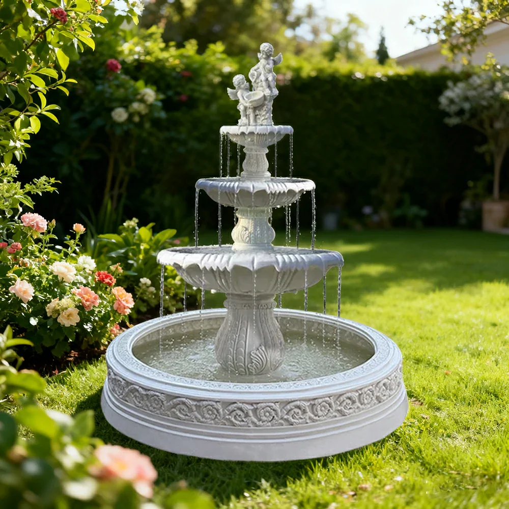 SOLARA Natural Sandstone Outdoor Fountain with 1.7m Fish Pond, Hand‑Polished Texture, Continuous Water Flow, Garden Centrepiece - Image 4