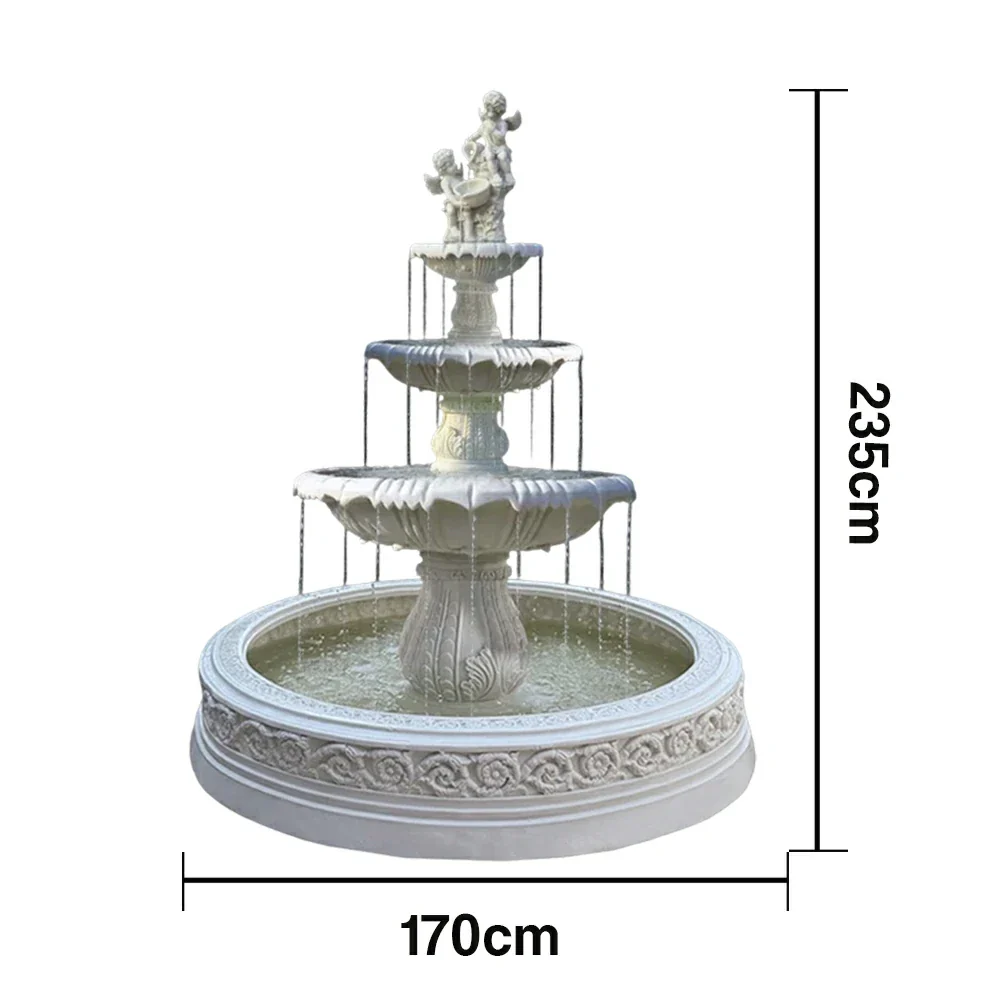 SOLARA Natural Sandstone Outdoor Fountain with 1.7m Fish Pond, Hand‑Polished Texture, Continuous Water Flow, Garden Centrepiece - Image 5