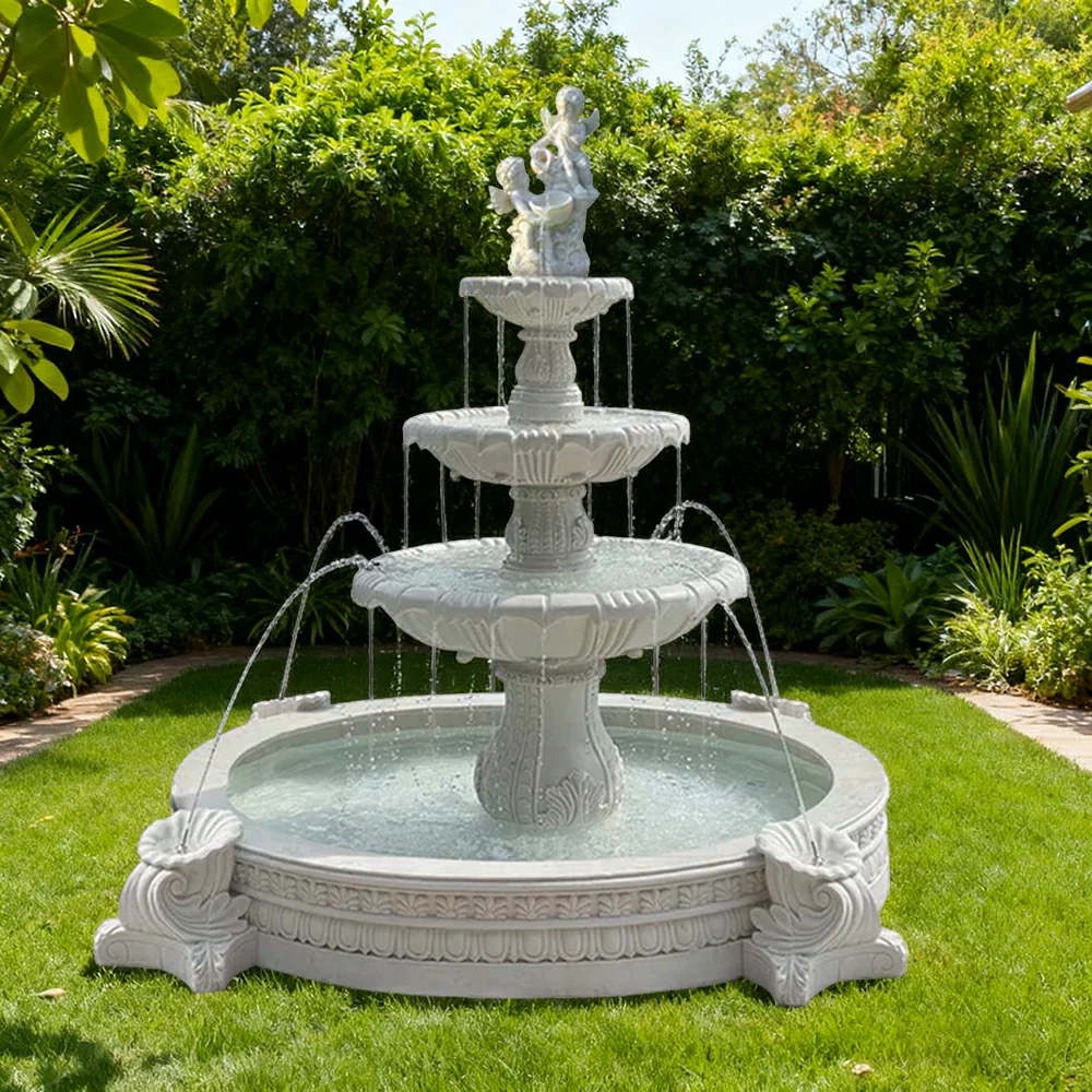 SOLARA Natural Sandstone Outdoor Fountain with 2.4m Fish Pond, Hand‑Polished Texture, Continuous Water Flow, Garden Centrepiece - Image 4