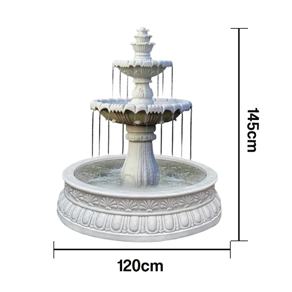 SOLARA Natural Sandstone Outdoor Fountain with 1.2m Fish Pond, Circulation Pump Included, Smooth Polished Stone, Premium Water Feature - Image 5