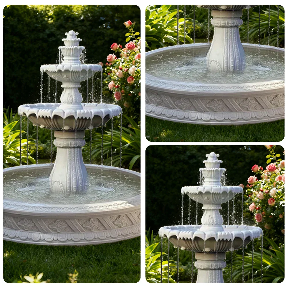 SOLARA Natural Sandstone Outdoor Fountain with 1.5m Fish Pond, Circulation Pump Included, Smooth Polished Stone, Premium Water Feature - Image 3