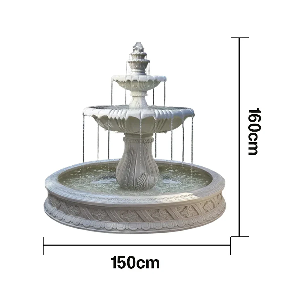 SOLARA Natural Sandstone Outdoor Fountain with 1.5m Fish Pond, Carved Stone Detail, Built‑In Circulation, Outdoor Garden Feature - Image 5