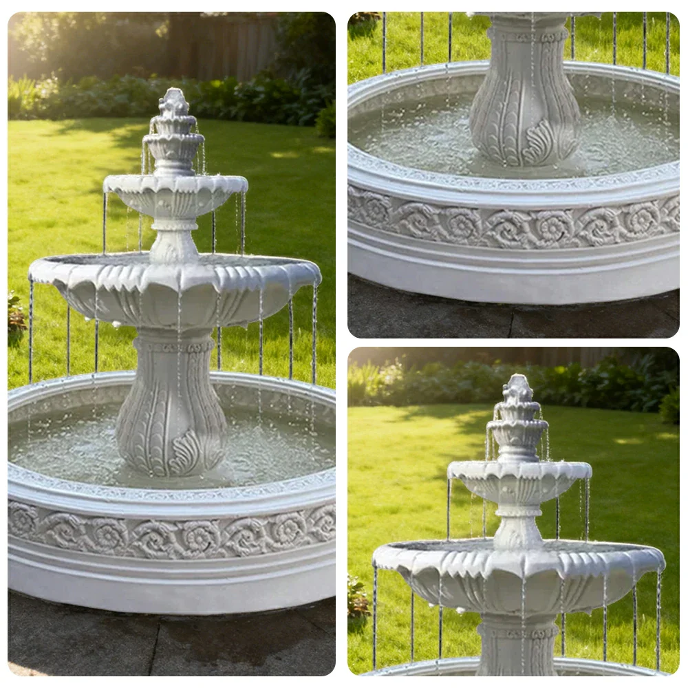 SOLARA Natural Sandstone Outdoor Fountain with 1.7m Fish Pond, Carved Stone Detail, Built‑In Circulation, Outdoor Garden Feature - Image 3