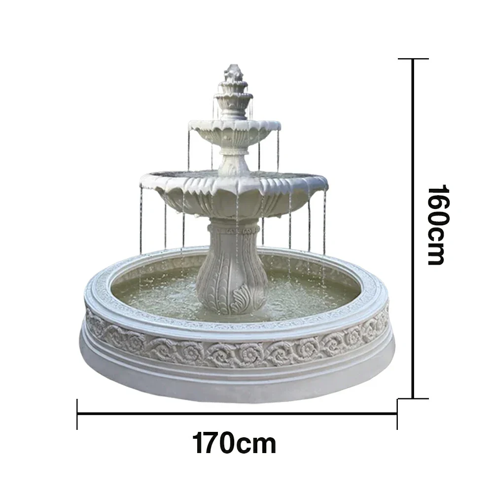 SOLARA Natural Sandstone Outdoor Fountain with 1.7m Fish Pond, Carved Stone Detail, Built‑In Circulation, Outdoor Garden Feature - Image 5