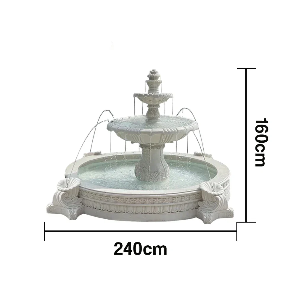 SOLARA Natural Sandstone Outdoor Fountain with 2.4m Fish Pond, Carved Stone Detail, Built‑In Circulation, Outdoor Garden Feature - Image 5