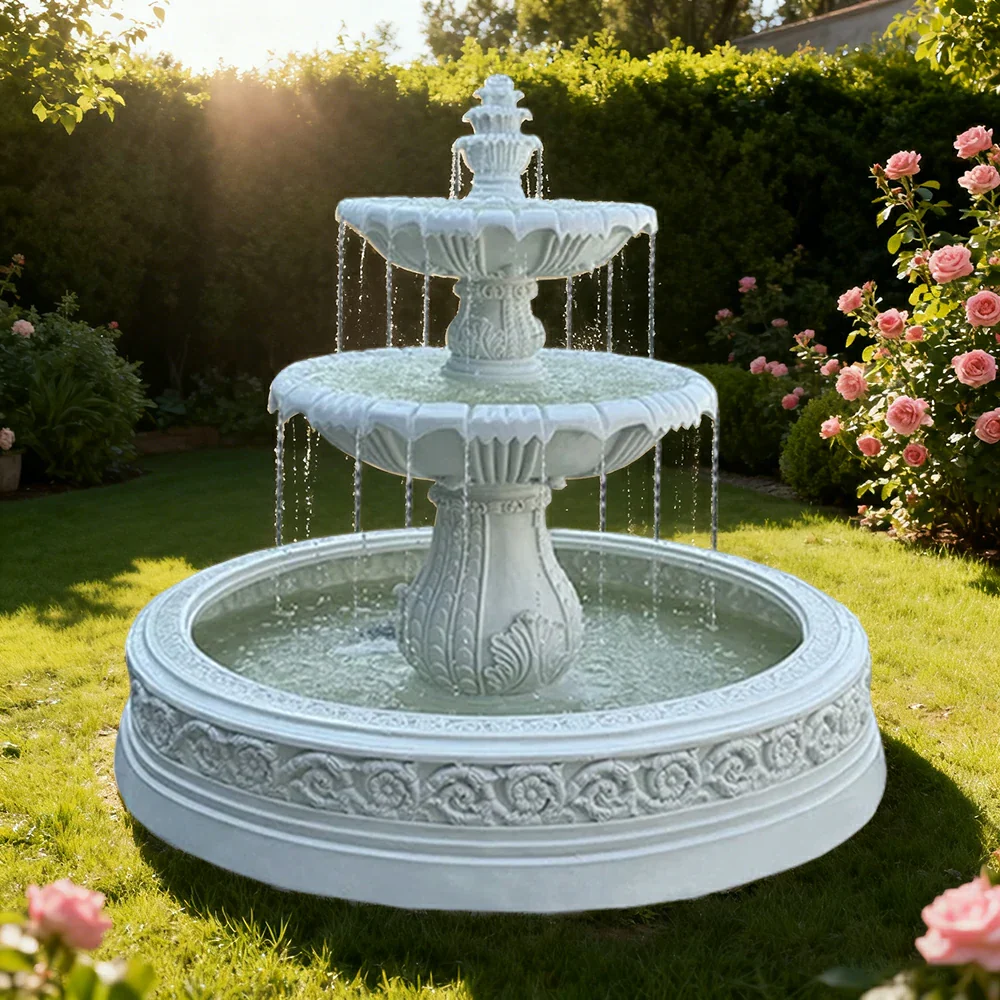 SOLARA Natural Sandstone Outdoor Fountain with 1.7m Fish Pond, Natural Sandstone Texture, Hand‑Polished Finish, Peaceful Water Feature - Image 4