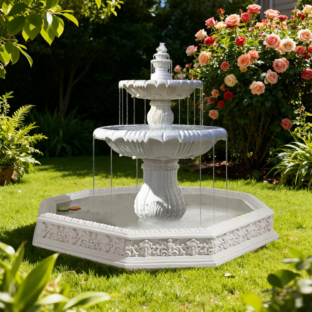 SOLARA Natural Sandstone Outdoor Fountain with 1.9m Fish Pond, Natural Sandstone Texture, Hand‑Polished Finish, Peaceful Water Feature - Image 2