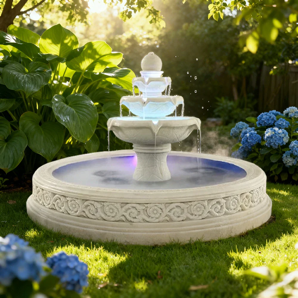 SOLARA Natural Sandstone Outdoor Fountain with 1.7m Fish Pond, Flowing Water, Hand‑Polished Stone, Garden Tranquility Feature - Image 2