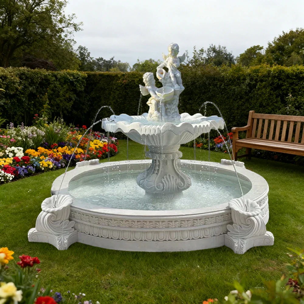 SOLARA Natural Sandstone Outdoor Fountain with 2.4m Fish Pond, Hand‑Polished Texture, Calm Water Flow, Outdoor Garden Highlight - Image 2