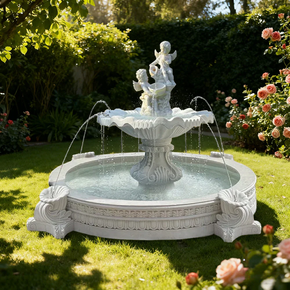 SOLARA Natural Sandstone Outdoor Fountain with 2.4m Fish Pond, Hand‑Polished Texture, Calm Water Flow, Outdoor Garden Highlight - Image 4