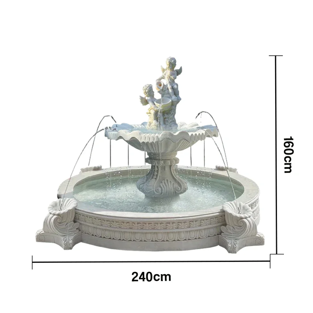 SOLARA Natural Sandstone Outdoor Fountain with 2.4m Fish Pond, Hand‑Polished Texture, Calm Water Flow, Outdoor Garden Highlight - Image 5