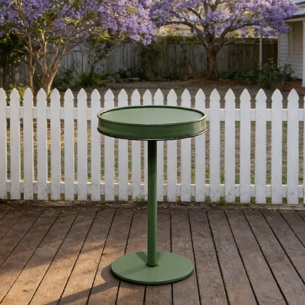 SOLARA 95/105cm Outdoor Bar Table - Industrial Oil Drum Style Design, Heavy-Duty Metal Base, Space-Saving Patio Balcony Cafe Bistro Table - Image 2