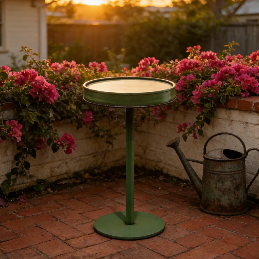 SOLARA 95/105cm Outdoor Bar Table - Industrial Oil Drum Style Design, Heavy-Duty Metal Base, Space-Saving Patio Balcony Cafe Bistro Table - Image 4
