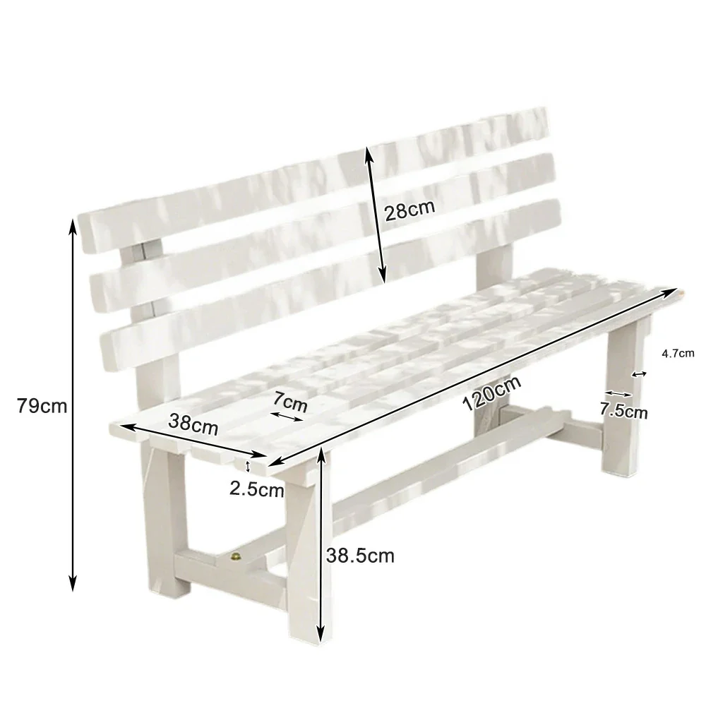 SOLARA Outdoor Wooden Bench - Solid Wood Integrated Frame, 120cm Length, 2.5cm Thick Seat, Garden & Patio Durable Seating - White - Image 5