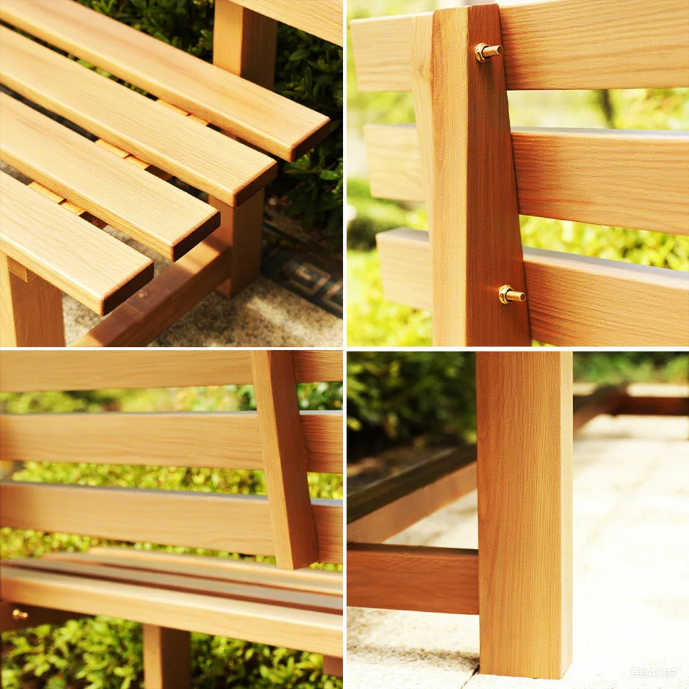SOLARA Outdoor Wooden Bench - Solid Wood Integrated Frame, 120cm Length, 2.5cm Thick Seat, Garden & Patio Durable Seating - Yellow - Image 3