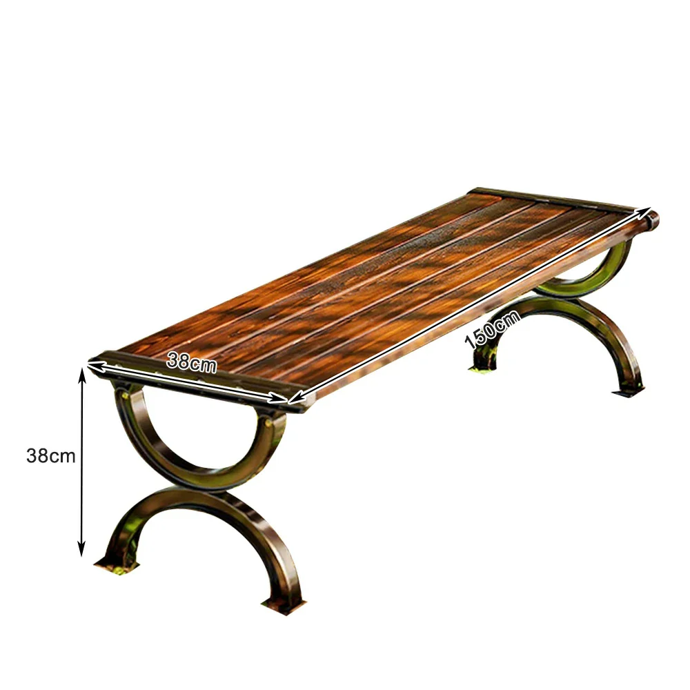 SOLARA Outdoor Bench with Metal Frame - Durable Wooden 150cm Garden Seating, Reinforced Structure for Patio & Courtyard Use - Brown - Image 5