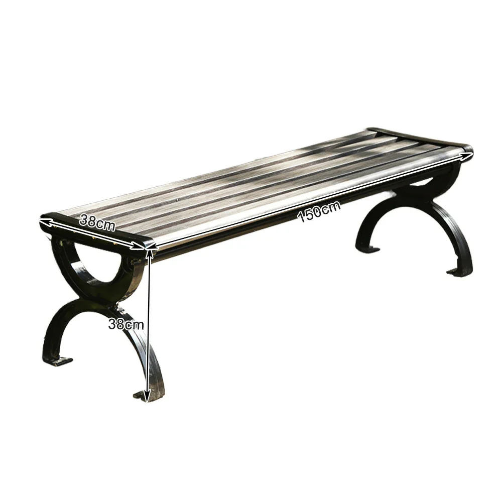SOLARA Outdoor Bench with Metal Frame - Durable Wooden 150cm Garden Seating, Reinforced Structure for Patio & Courtyard Use - Grey - Image 5