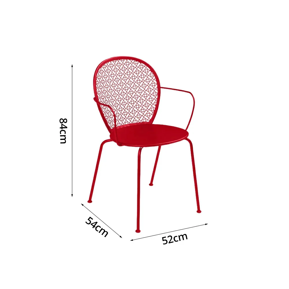 SOLARA Outdoor Dining Chair Weather-Resistant Rust-Resistant Metal Frame Easy-Clean Design with Rounded Safety Edges - Red - Image 10