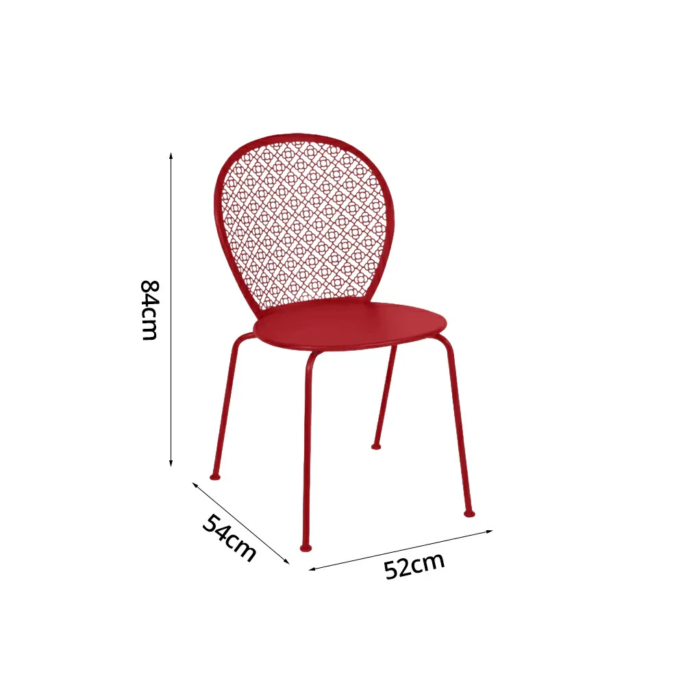 SOLARA Outdoor Dining Chair Weather-Resistant Rust-Resistant Metal Frame Easy-Clean Design with Rounded Safety Edges - Red - Image 5