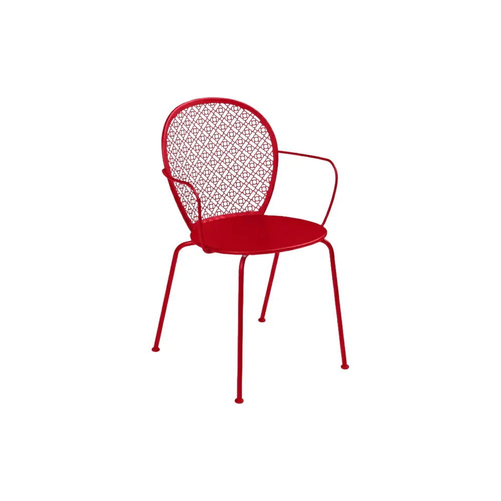 SOLARA Outdoor Dining Chair Weather-Resistant Rust-Resistant Metal Frame Easy-Clean Design with Rounded Safety Edges - Red - Image 6