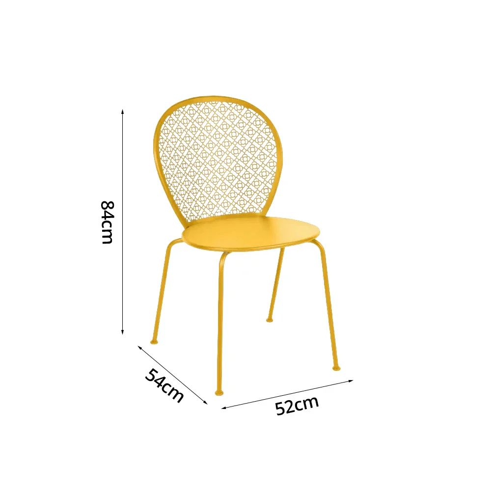 SOLARA Outdoor Dining Chair Weather-Resistant Rust-Resistant Metal Frame Easy-Clean Design with Rounded Safety Edges - Yellow - Image 5