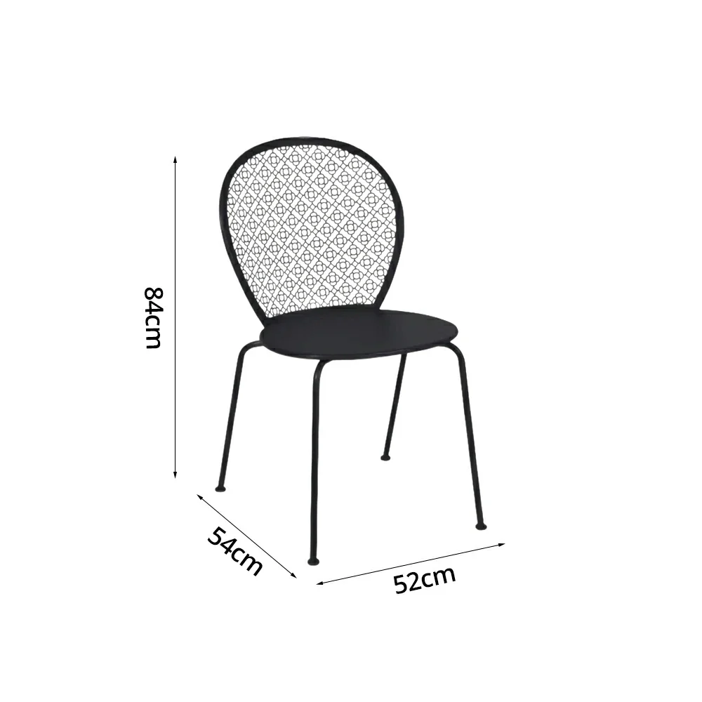 SOLARA Outdoor Dining Chair Weather-Resistant Rust-Resistant Metal Frame Easy-Clean Design with Rounded Safety Edges - Black - Image 5