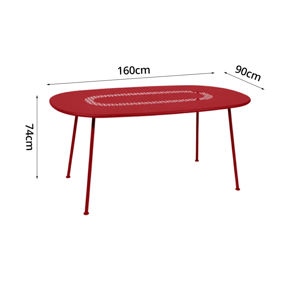 SOLARA Outdoor Table Weather-Resistant Rust-Resistant Metal Frame Easy-Clean Design with Rounded Safety Edges - Red - Image 5