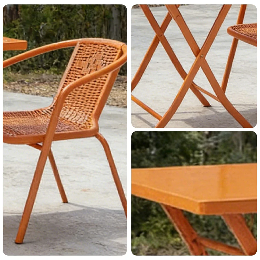 SOLARA 55cm Folding Square Table and 2 Chairs Set - Space-Saving Foldable Design, Durable Powder-Coated Iron Frame, Patio Balcony Café Dining Set - Image 3