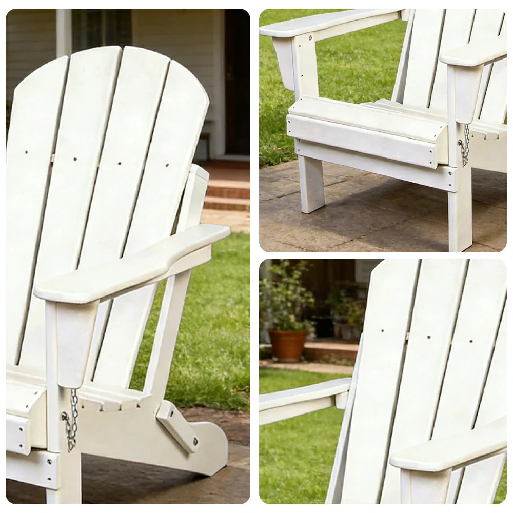 SOLARA Chair - Folding Outdoor Lounge Chair, Weather-Resistant HDPE Material, Classic Patio Garden Seating - White - Image 3