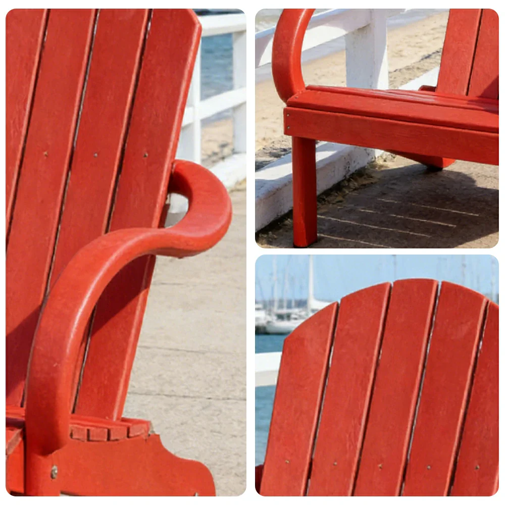 SOLARA Chair - Folding Outdoor Lounge Chair, Weather-Resistant HDPE Material, Classic Patio Garden Seating - Red - Image 3