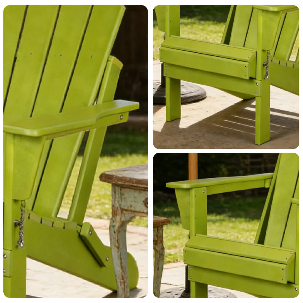 SOLARA Chair - Folding Outdoor Lounge Chair, Weather-Resistant HDPE Material, Classic Patio Garden Seating - Green - Image 3