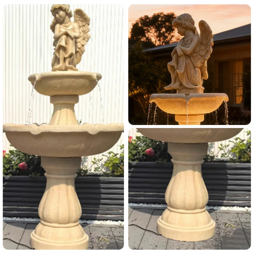 SOLARA Solar-Powered Fountain - Durable Resin Fiberglass Sandstone, Waterproof, Corrosion-Resistant, Perfect for Outdoor Use - Image 3