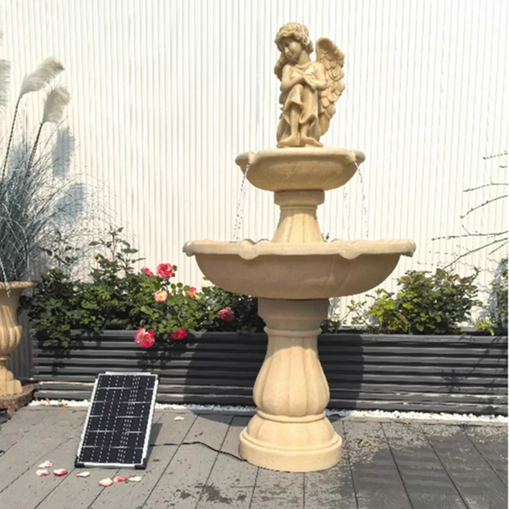 SOLARA Solar-Powered Fountain - Durable Resin Fiberglass Sandstone, Waterproof, Corrosion-Resistant, Perfect for Outdoor Use - Image 4