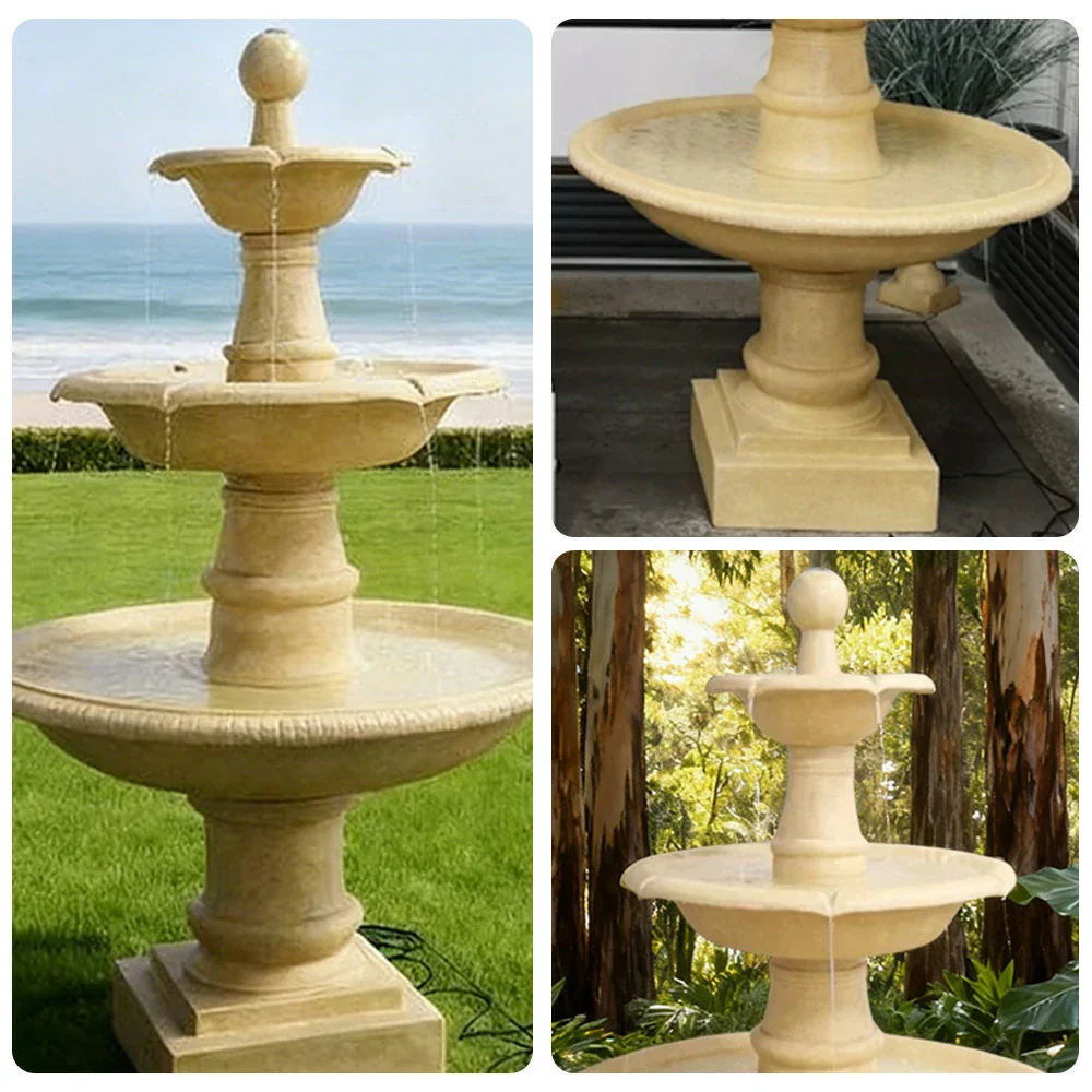 SOLARA Solar-Powered Garden Fountain - Resin Fiberglass Sandstone, Waterproof, Corrosion-Resistant, Winter-Proof - Image 3